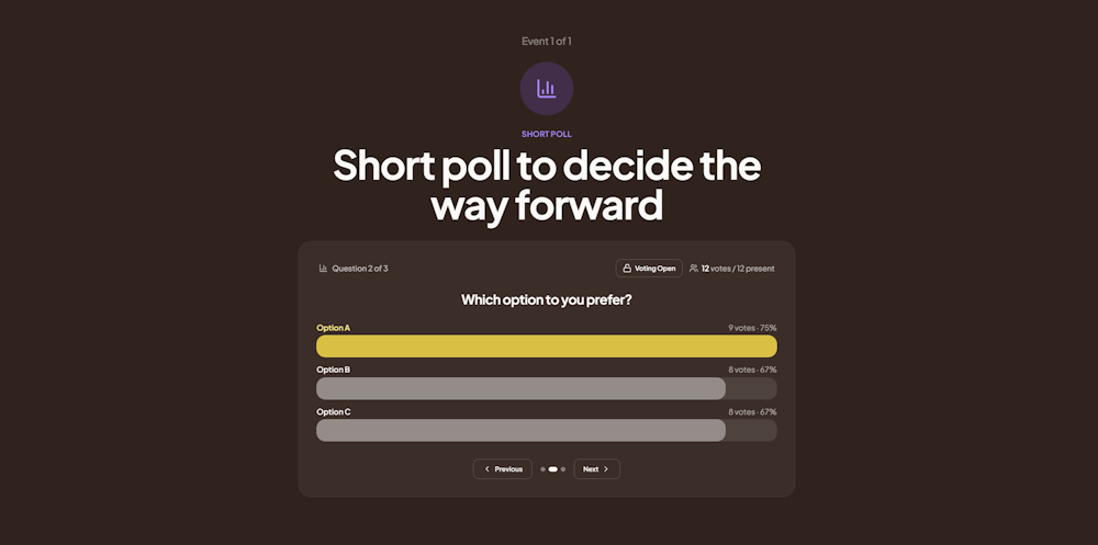 Live interaction & polls interface